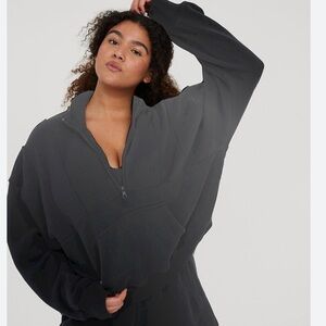 aerie Charcoal Half-Zip Oversized Hoodie